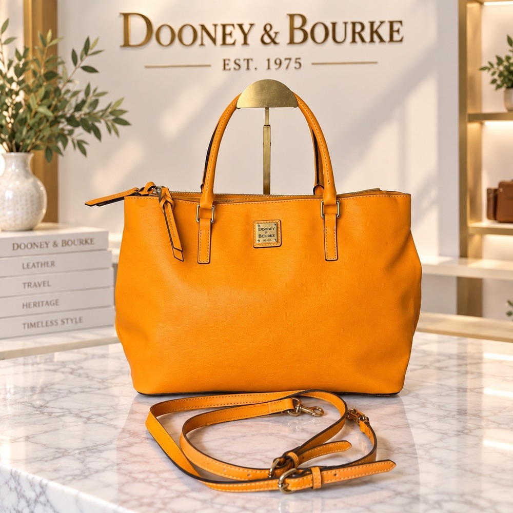 Dooney & Bourke Willa Zip Satchel Orange Saffiano Leather